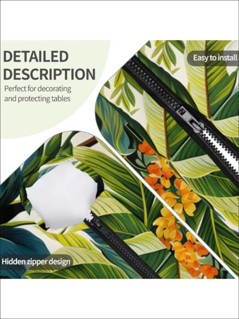 Outdoor Tablecloth w/ Umbrella Hole Zippered Fitted Waterproof Polyester 48x30